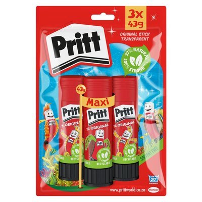 Pritt Glue Stick Large 43gr - Value Pack of 3