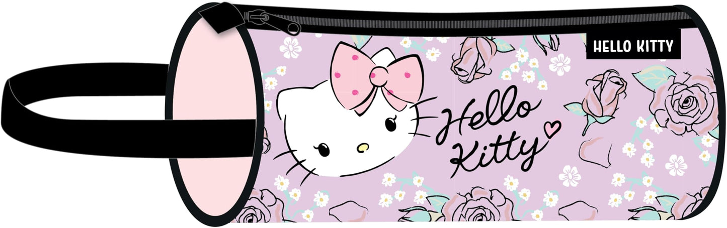 Butterfly Hello Kitty Pencil Case Barrel with Handle, 25 cm Size